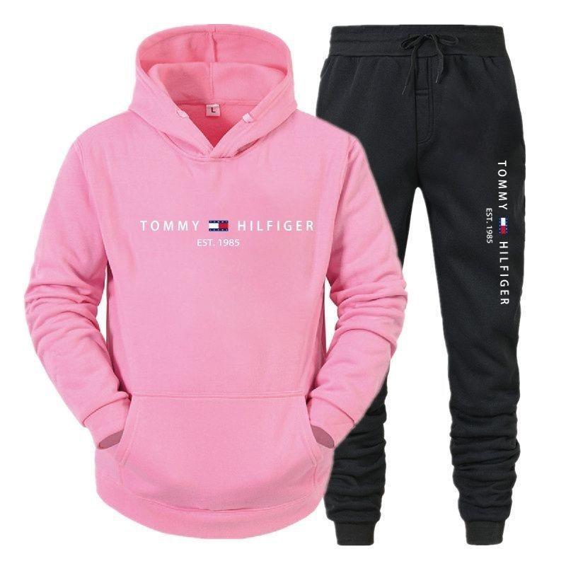 Unisex Spring/Autumn Hooded Fleece Set - Loose Fit, Casual Print Sweatshirt