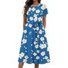 Women's Summer Fashion Round Neck Casual Plant Floral Print Short Sleeve Dress