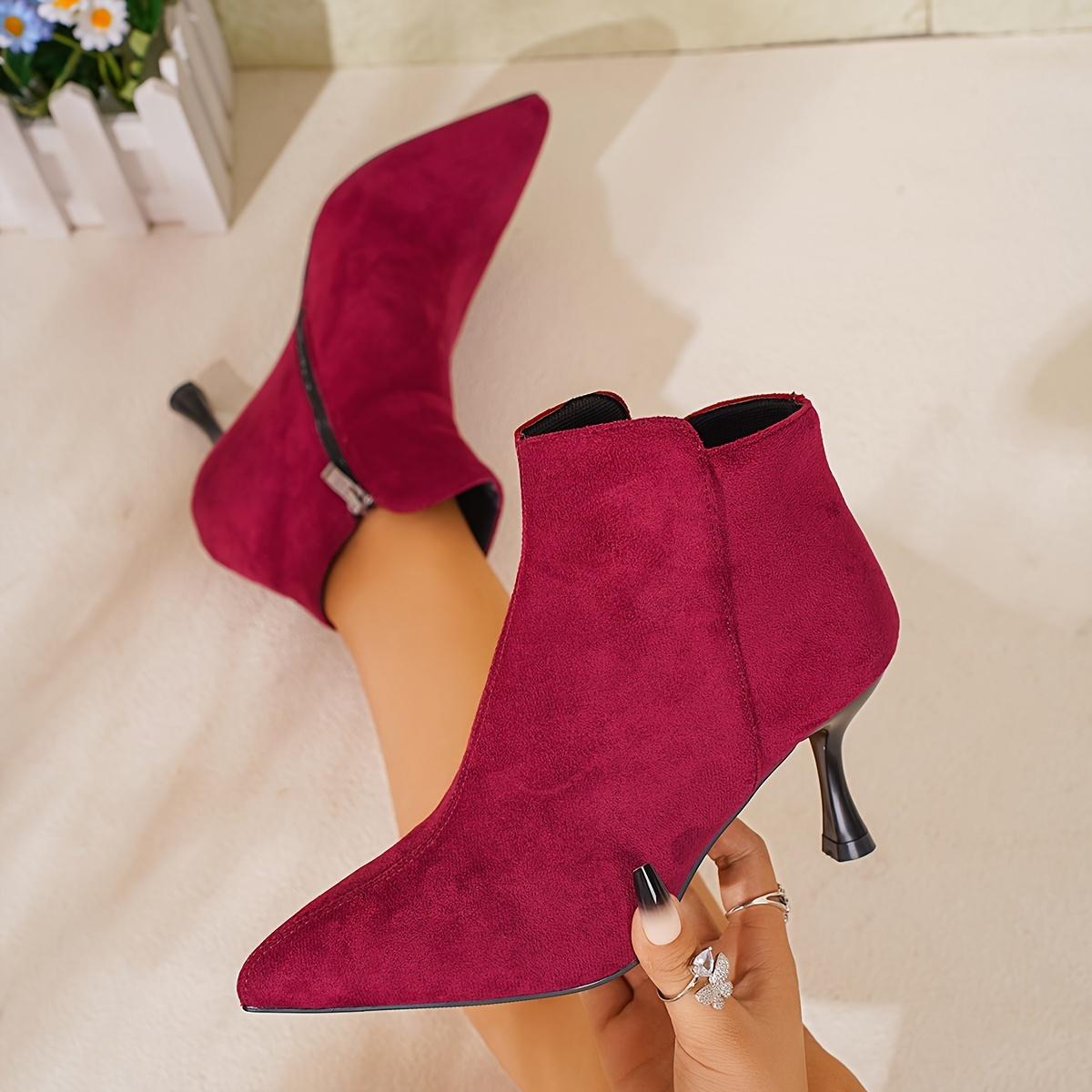 

Retro Elegant Velvet Women s Fashion Short Boots - All-match Pointed Thin Heel Side Pull New Size 39 червоний
