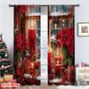 Classic Flat Printing Christmas Hot Curtains Digital Printed Polyester Drapes Party Decorations Use Set Of 2 Made