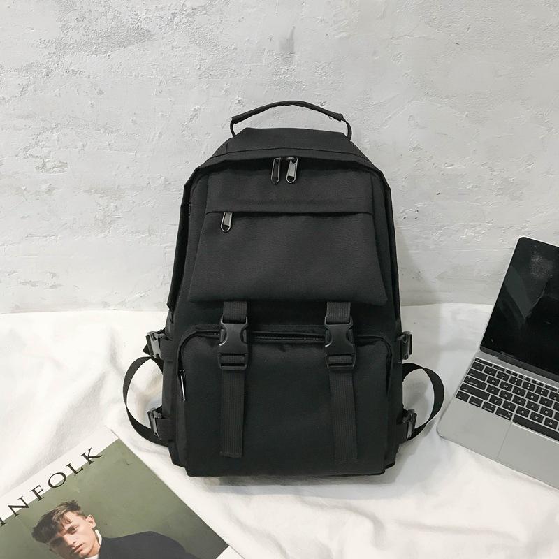 Oxford Harajuku Unisex Backpack Simple Black Large Capacity Women Waterproof Travel Bagpack Solid Student Schoolbag Back Pack