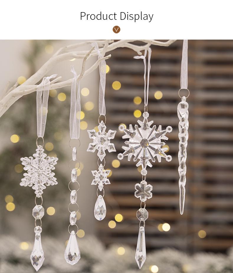 18-Piece Transparent Acrylic Icicle and Snowflake Christmas Ornaments Set