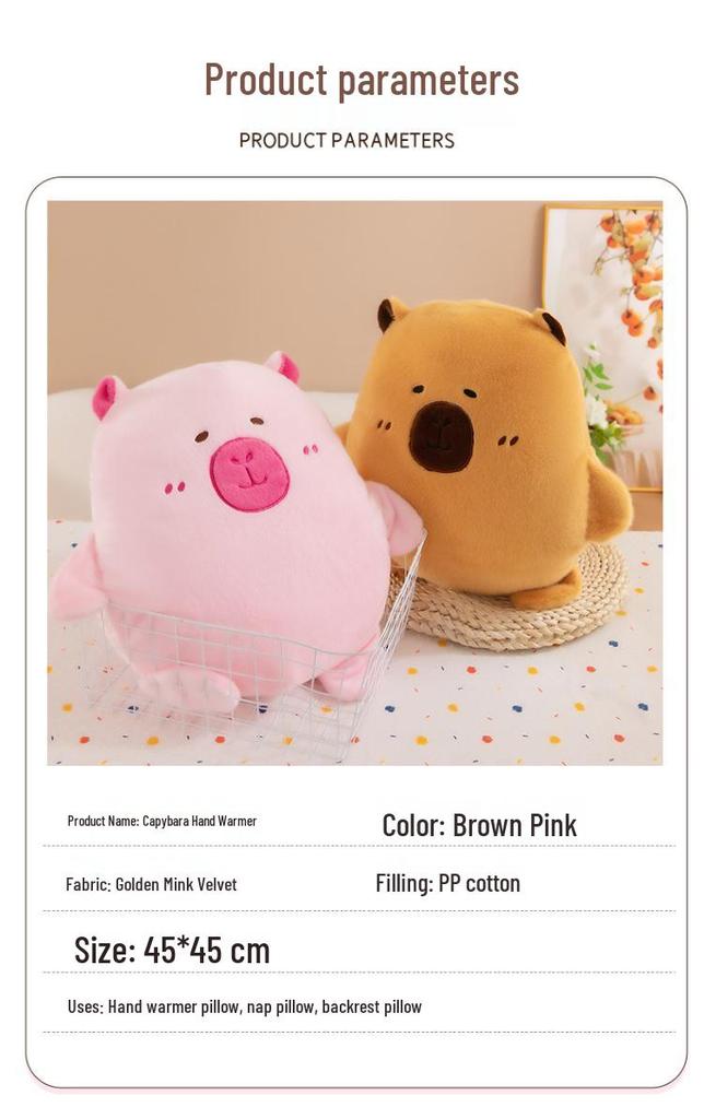 Capybara Plush Hand Warmer Pillow - Cute Winter Doll for Students