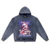 DTG print Knitted Denim Zip-Up Hoodie Make Money Not Execuse Brother Print Zipper Hoodies  