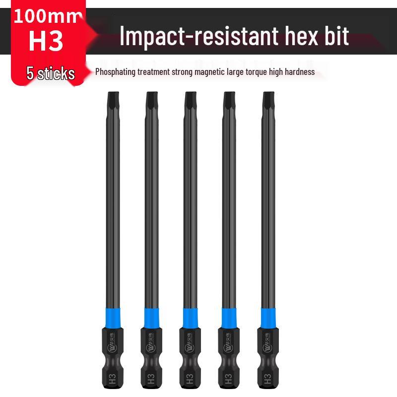 Extended S2 Air Pneumatic Screwdriver Hex Bit Set - Strong Magnetic, Super Hard, Non-slip