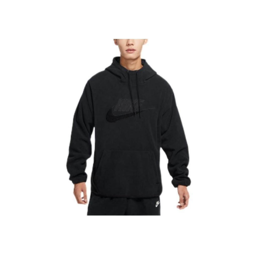 Nike Swoosh Logo Patchwork Fleece Hoodie Men Hoodie Black DQ4893-010