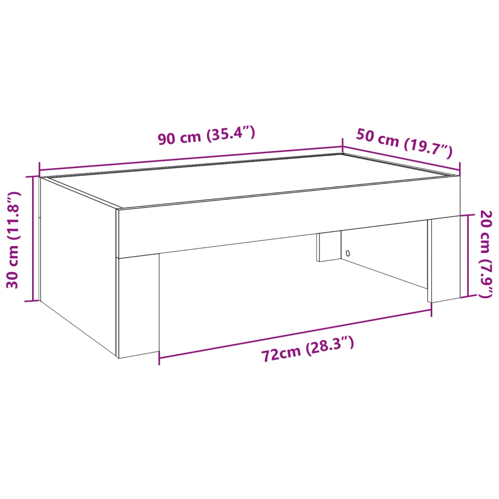Infinity LED Coffee Table in White 90 x 50 x 30 cm
