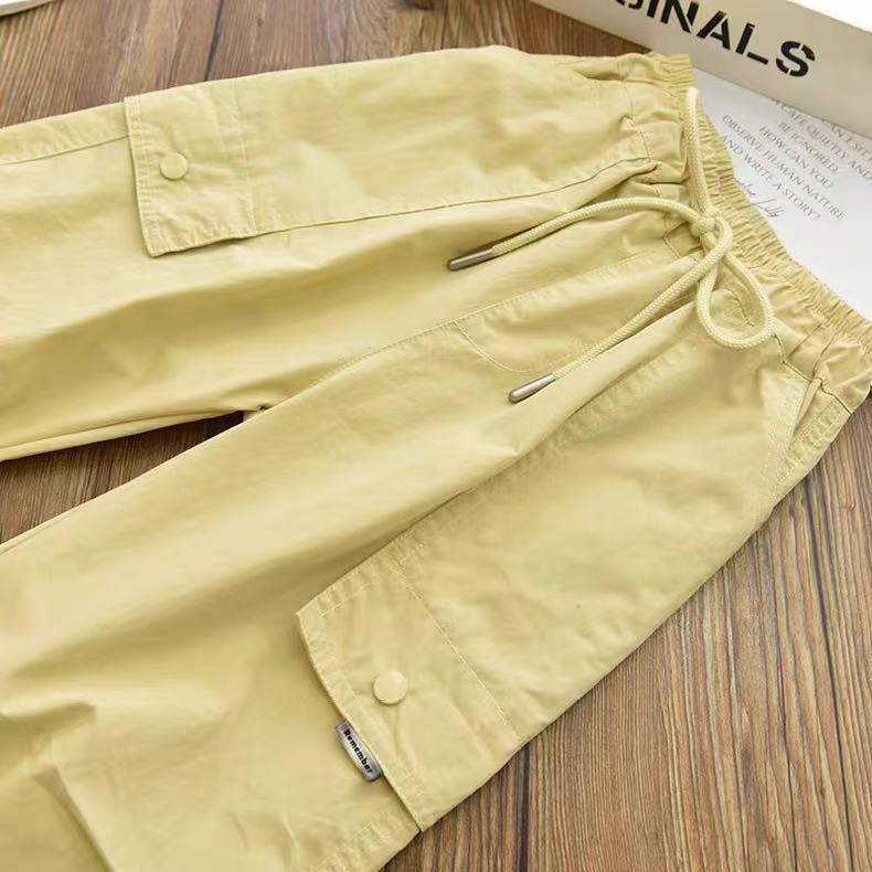 Summer Spring Clothes Kids Cargo Joggers Elastic Ankle Pants Casual Trousers Light Breathable Pants