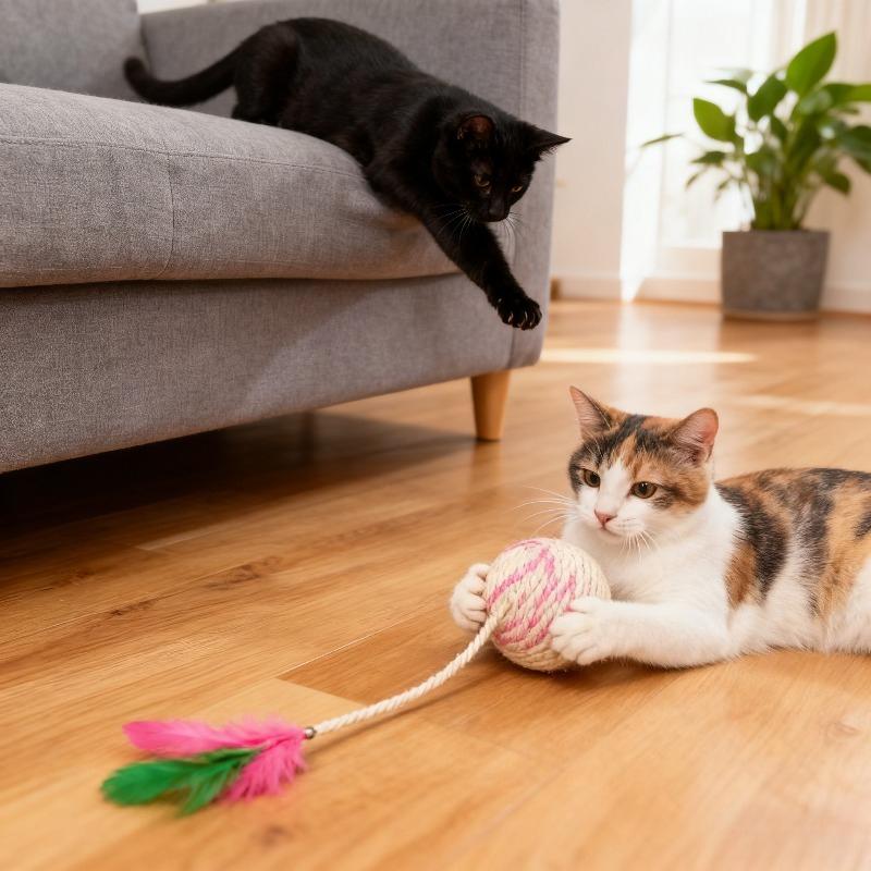 Cat Scratching Sisal Ball - Random Color Hanging Lightweight Durable Scratch-resistant Claw Grinder Toy, for Cats Interactive