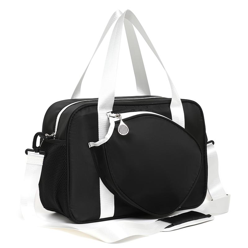 Stylish Pickleball Tote Bag with Front Racket Pocket, Top Handles & Adjustable Shoulder Strap чёрный