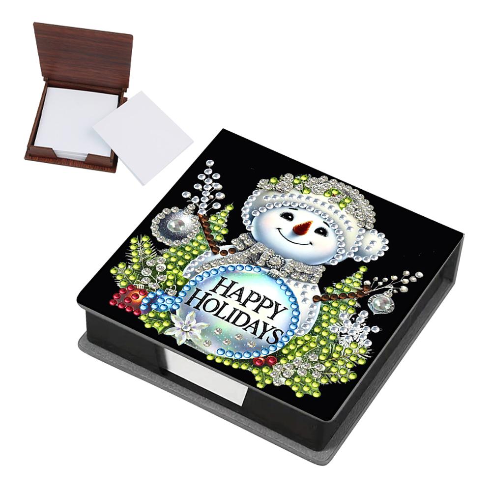 DIY Rhinestones PU Diamond Painting Notecard Box with 160 Sheets Paper Gem Art Sticky Note Holder for Desktop Decoration
