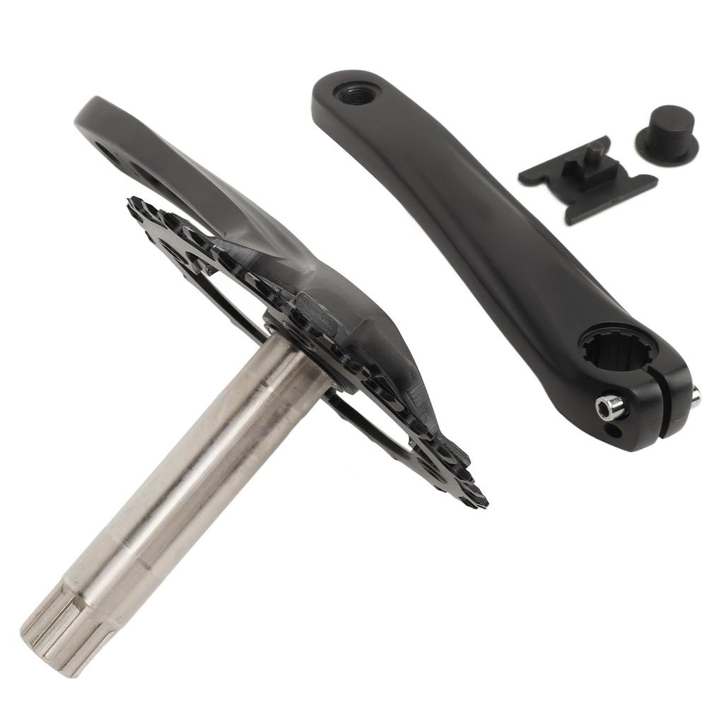 34T Bike Crankset Hollow Integrated Single Speed Round Chainring Aluminium Alloy Bike Crank Arm Set for MTB BMX Road
