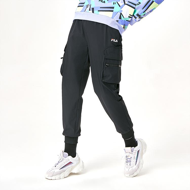 Fila Side Pocket Woven Cargo Tapered Casual Pants Women Pants Black F11W149802FBK