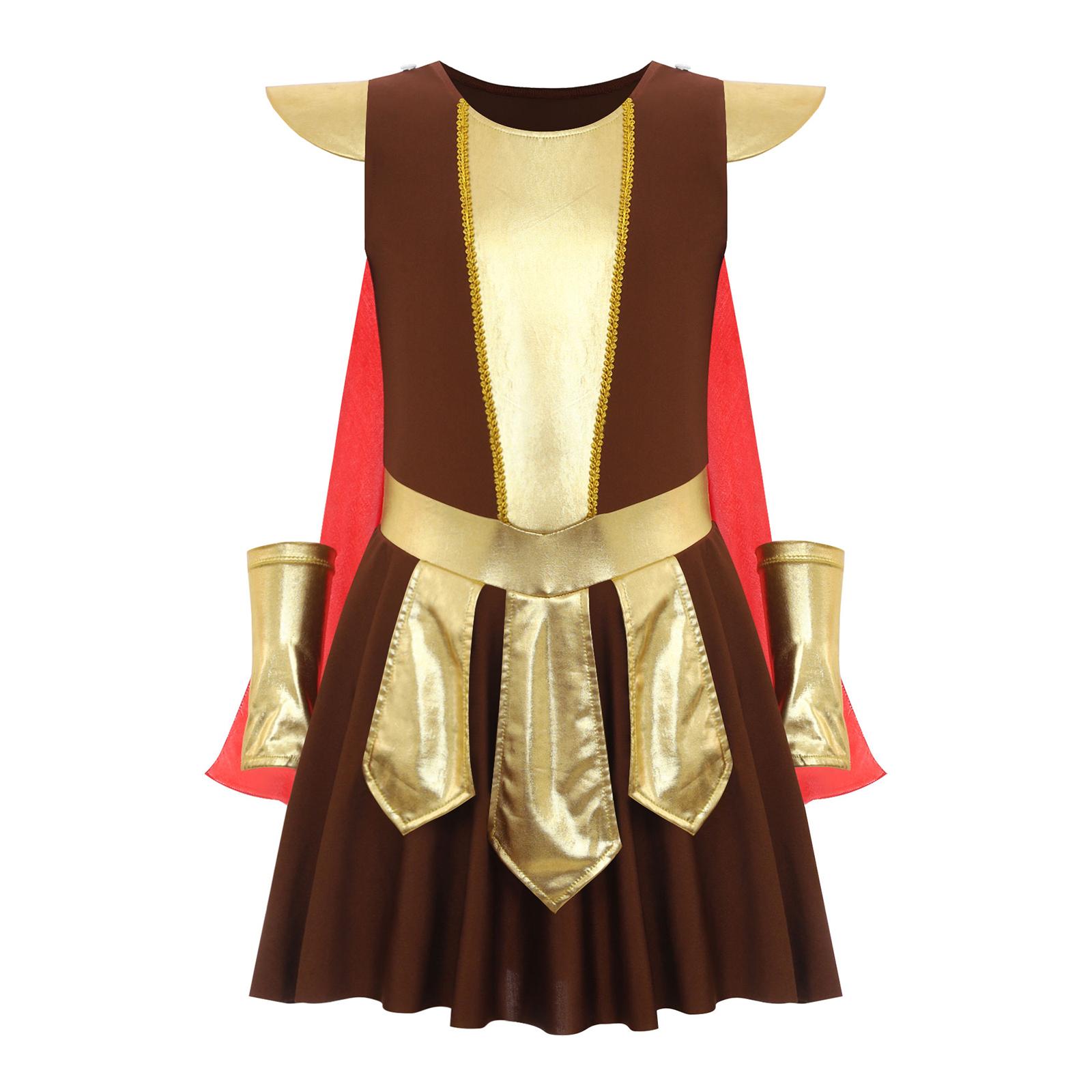 

Kids Ancient Roman Warrior Costume Medieval Soldier Gladiator Outfit Historical Role Play 5-6 Years