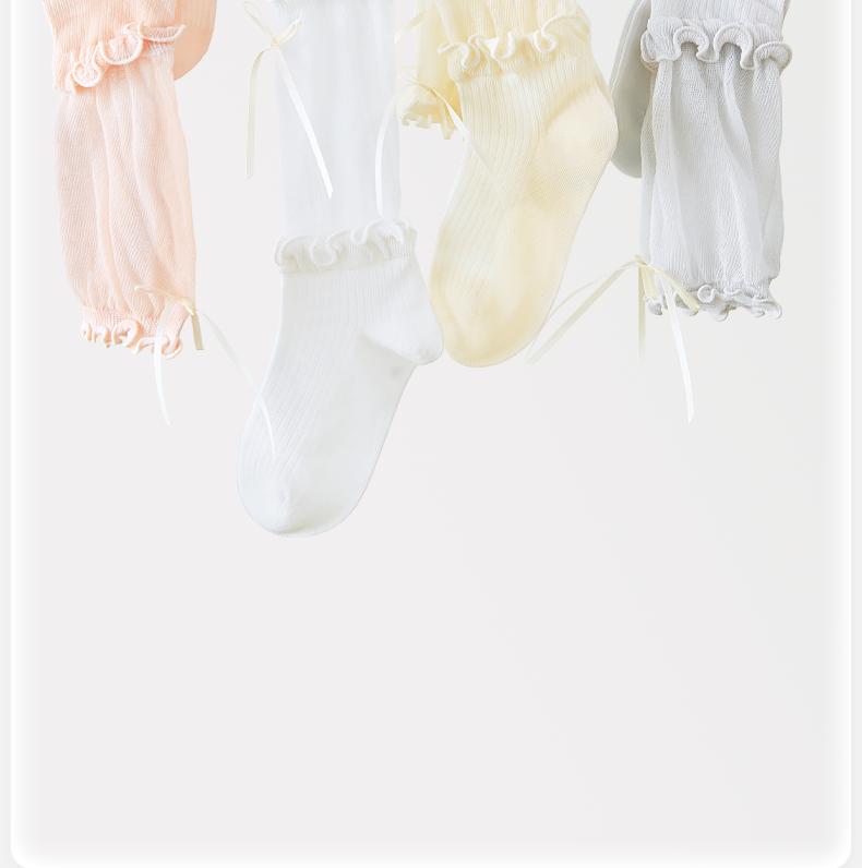 Girls' socks, summer pure cotton princess mesh socks, children's spring and summer high tube pile socks, girls' lace long tube cotton socks