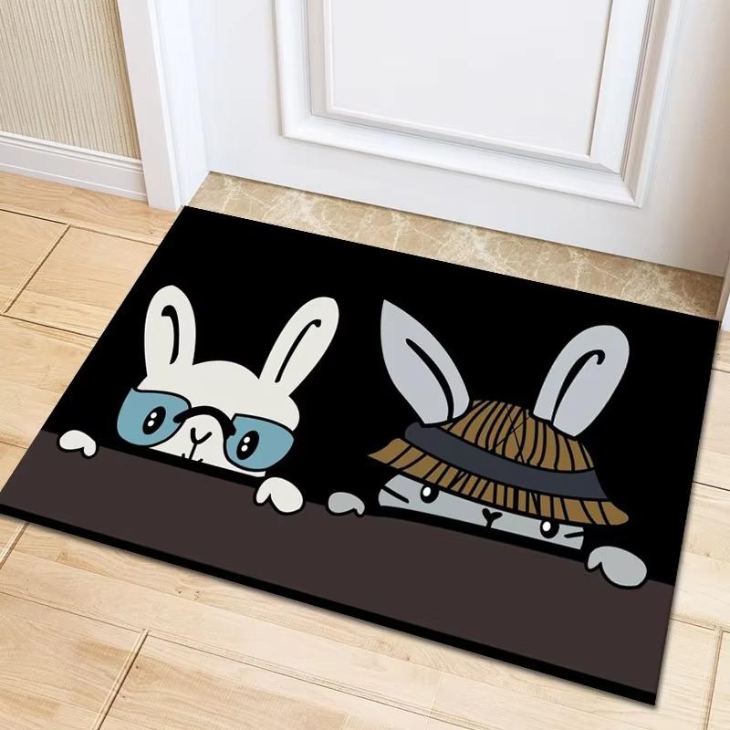 Uroczy Kreskówkowy Zwierzaki Motyw Rybny Wycieraczka z Uroczymi Wzorami Psów Kotów Ryb Miękki Dekoracyjny Dywanik Wejściowy do Domu Wewnątrz