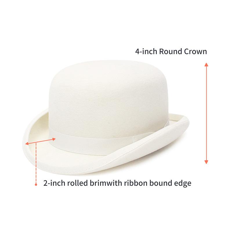 

Men top hat Wool Bowler Hat Derby Hat Autumn Winter Vintage British Style Jazz Cap Presidential Hat 11 cm high magician hat S 54-56