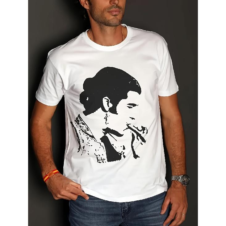 Morant De La Puebla Bullfighter Art Print White Fun New Trendy T-Shirt_ Casual Crew Neck, Regular Fit, Geometric Pattern, Perfect Choice for Men