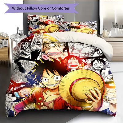 Cartoon-Muster Bettwäsche Steppbett-Set Bettbezug Kissenbezug Heimdekoration Geburtstagsgeschenk (1 Bettbezug + 2 Kissenbezüge, ohne Füllung)