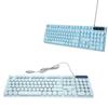 Gaming Keyboard USB Round 104 Keycaps Backlit Ergonomic Fodable Feet Multimedia Keys Wired Keyboard for Desktop Laptop
