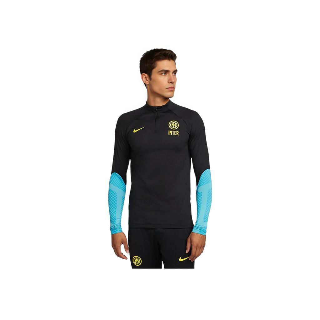 Nike Inter Milan Strike Drill Top Outdoor Casual Sports Pullover Long Sleeve Football Shirt Men Tops Black Yellow DN2813-010