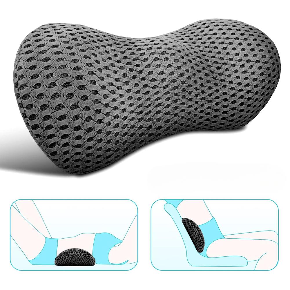 1Pcs Lumbar Support Pillow Memory Foam for Low Back Pain Relief, Ergonomic Streamline Car Seat, Office Chair, Recliner and Bed