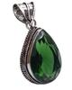 Green Quartz Hydro Gemstone Antique Silver Plated Pendant 2" J 2123