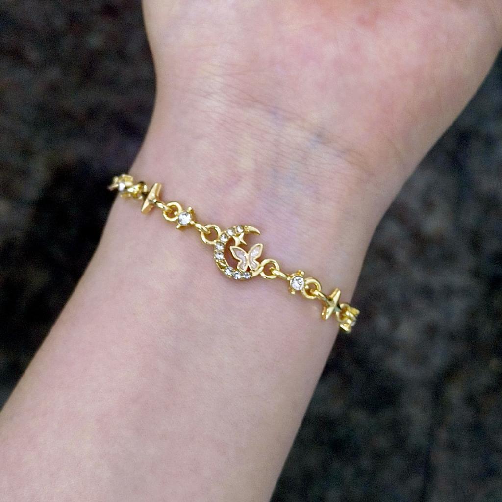 Sparkling Small Flower Zircon Pull Bracelet Women'S Cherry Blossom Diamond Niche Versatile High-End Accessories Hand Jewelry