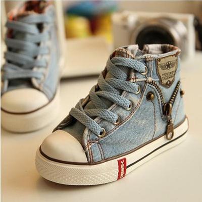 Jungen-Turnschuhe, Marken-Kinderschuhe für Mädchen, Jeans, Denim, lässig, flache Kinderstiefel