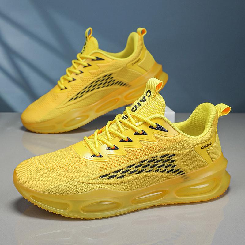 

Men s sports shoes spring new fly-woven shoes fashion casual running shoes men s shoes 45 жёлтый