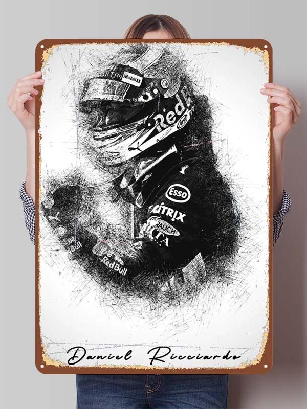Daniel Ricciardo Plakaty Wyścigowe F1 Metalowe Znaki Dekoracja Wystrój Salonu Mężczyźni Niestandardowe Blaszane Tabliczki do Dekoracji Ścian