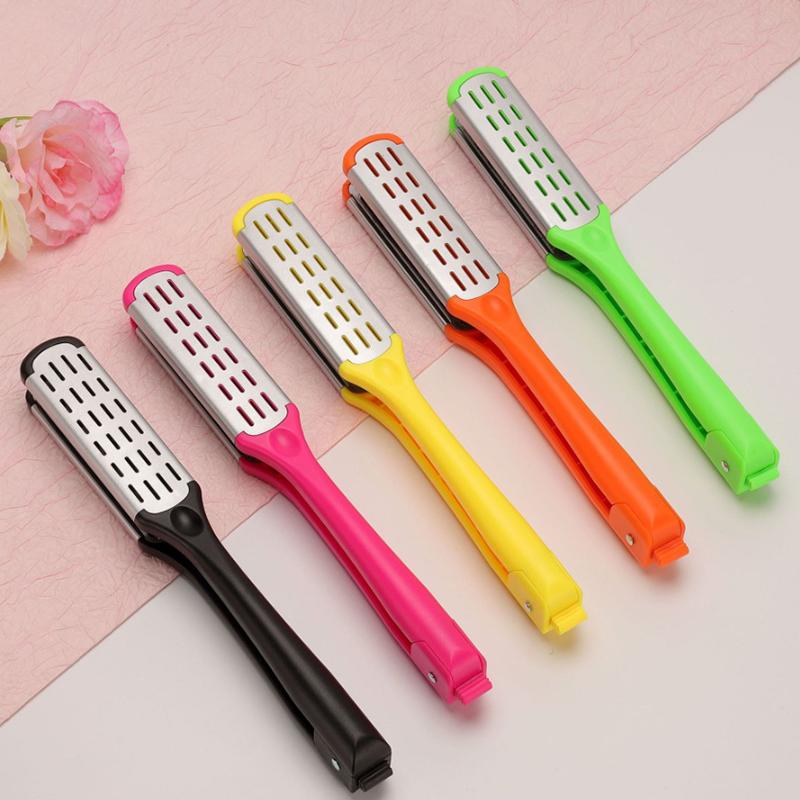 Pro Hairdressing Straightener Hair Brush Boar Hair Straightening Double Brushes V Shape Comb Clamp Not Hurt Styling Tools Diy