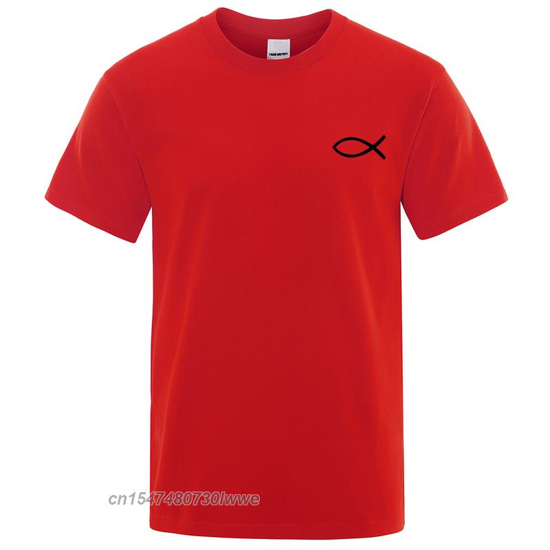New T Shirt Unisexs Brand Tees Boys Male TShirt Tops Christian Jesus Fish High Quality Brand Unisex Tshirt
