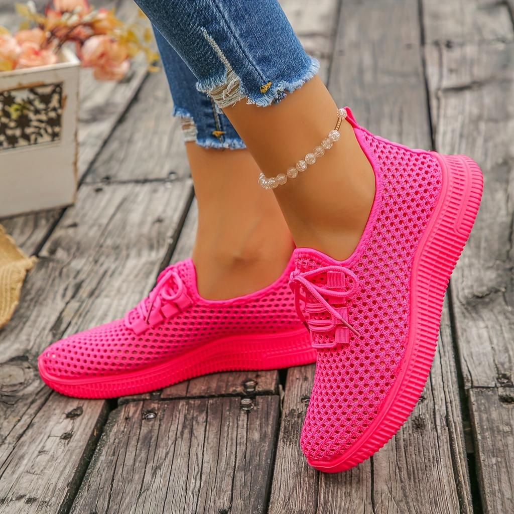 Women's Breathable Mesh Low-Top Sneakers - Comfortable Round Toe Walking Shoes for Daily Wear