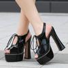 Women Waterproof Platform String Beading High Thick Heel Sandals for Office Nightclub Party Banquet Wedding Catwalk Princess