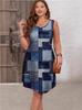 2025 Spring/Summer Trendy Sleeveless Plus Size Denim Print Dress