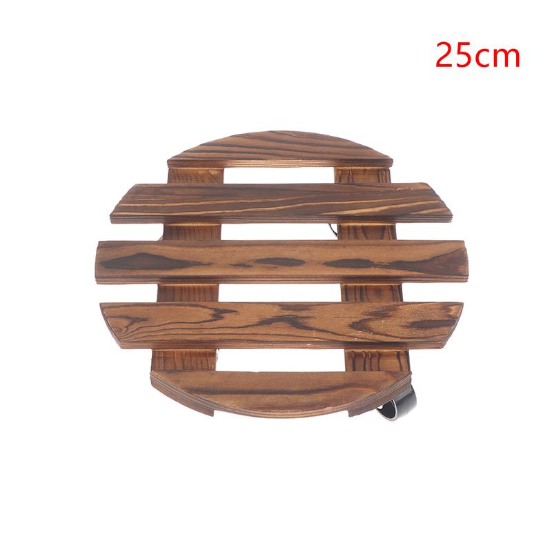

Wood Plant Caddy With 2 Lockable 360 Degree Wheels Circular Rolling Plant Stand For Indoor/Outdoor Use Patio Flower Pot 25x25cn