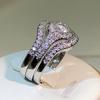 sterling copper classic three-layer white zircon ring unisex party birthday jewelry fashion zircon ring