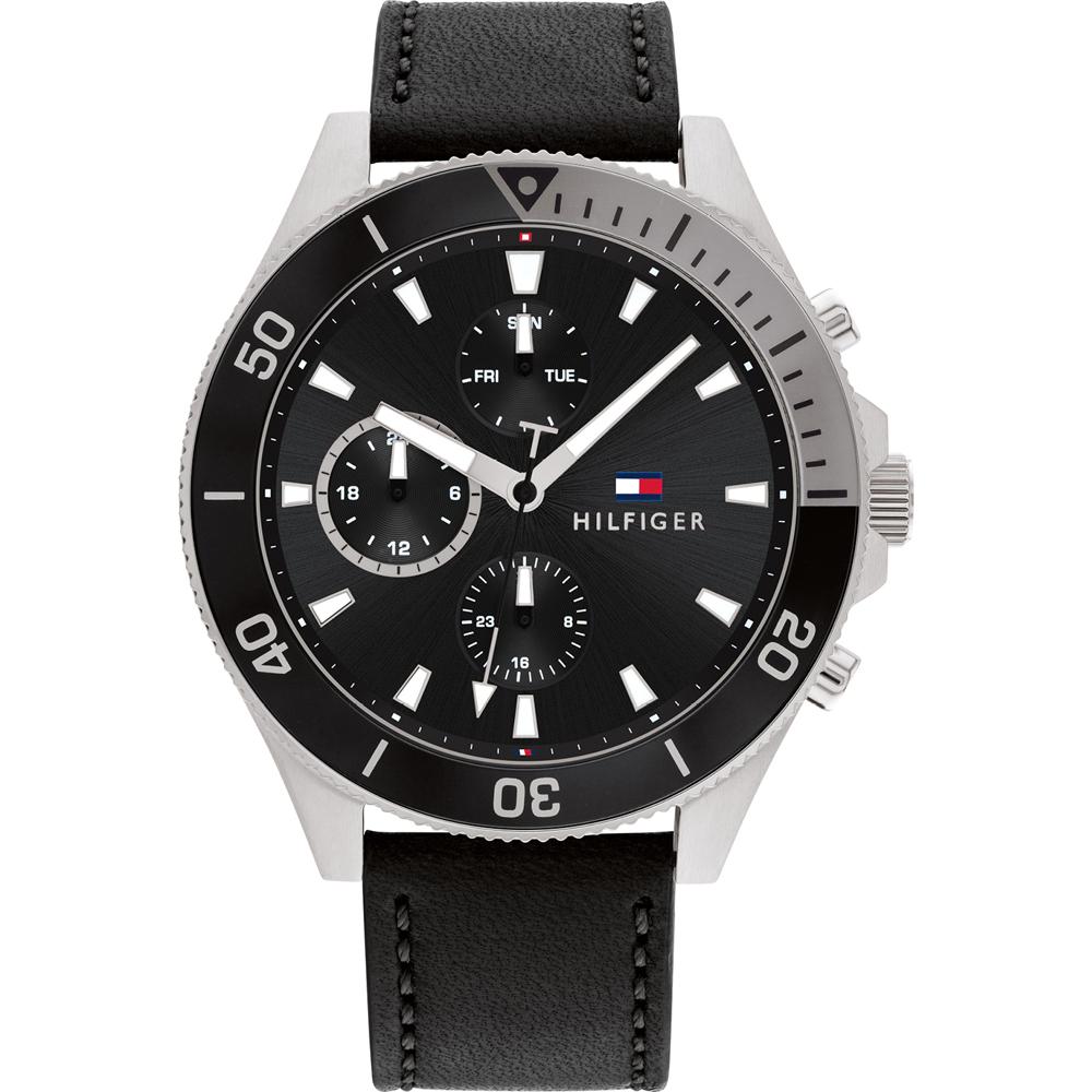 

Tommy Hilfiger Larson Black Dial Black Leather Strap Men s Quartz Watch 1791984 чёрный