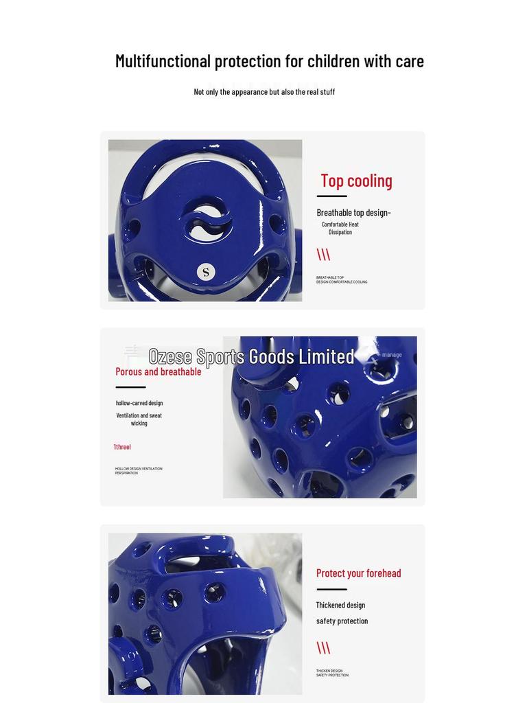 Universal Taekwondo Helmet NBR Foam One-Piece Competition Training Head Guard In Red/Blue