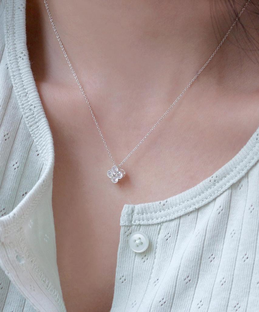 47Bag 925 Silver Lucky Four-Leaf Clover Necklace Vera