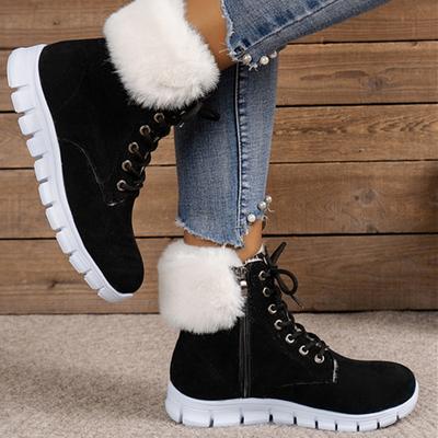 New Autumn and Winter Women's Shoes High-Top Casual Thick Bottom Fleece-Lined Warm Snow Boots Female Flat Booties