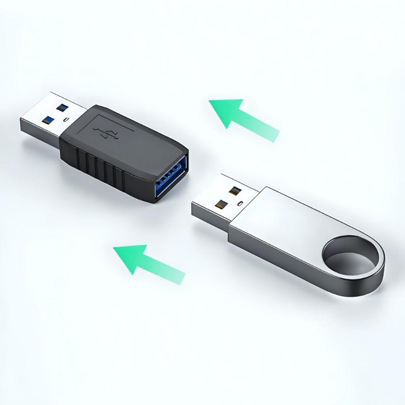 5pcs USB3.0 90 Degree Extension Adapters with Male to Female Connector for Tight Space Installation on Laptops and Vehicles