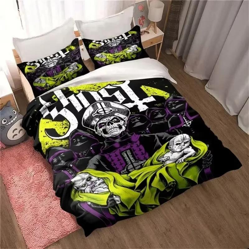 Rock Band Ghost Pattern Bedding Set For Bedroom Soft Modern Bedspreads Comefortable Kids Duvet Cover Quilt Cover And Pillowcase