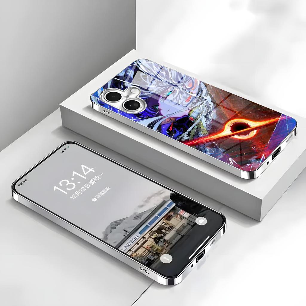 Custodia per telefono anime Frieren Oltre la fine del viaggio Per iPhone17 16 16e 15 14 13 12Plus Mini Pro Max Custodia per telefono in vetro galvanizzato