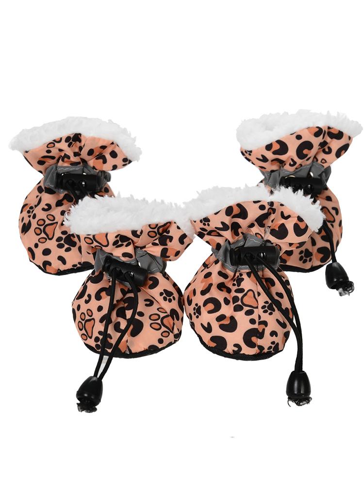 

4 шт./компл. Зимняя водонепроницаемая обувь для собак, нескользящие сапоги для дождя и снега, толстые теплые носки для маленьких кошек, щенков, собак, пинетки 1