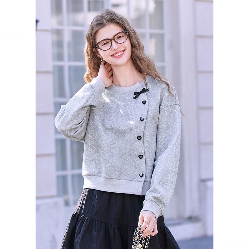 Betu Women's Asymmetrical Round Neck Long Sleeve Sweatshirt