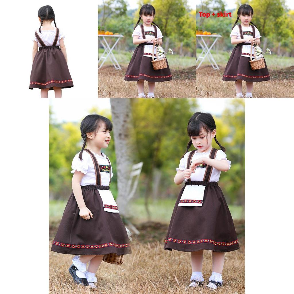 Costume Etnico Tradizionale Bavarese per Bambina con Miscela Spandex per Spettacoli