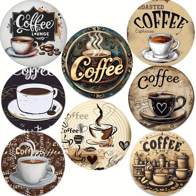 8PCS 10cm Wooden Coaster Tea Coffee Cup Pad Heat Resistant Round Bowl Teapot Mat Wood Placemats Coasters for Home Kitchen Decor