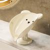 Soap Box Cartoon Bear Shape Anti-slip Soap Tray 45-degree Inclined Design Large Capacity Anti-Slip Suction Cup Soap Dish